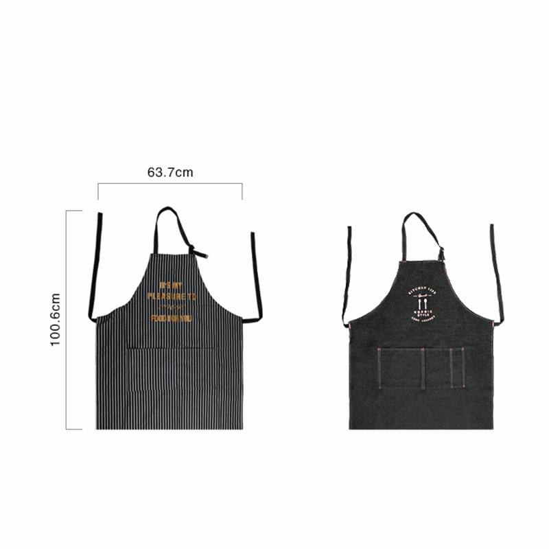 Fashion Couple Home Kitchen Denim Apron Hanging Neck Baking Western Restaurant Overalls For Waiter Or Waitress