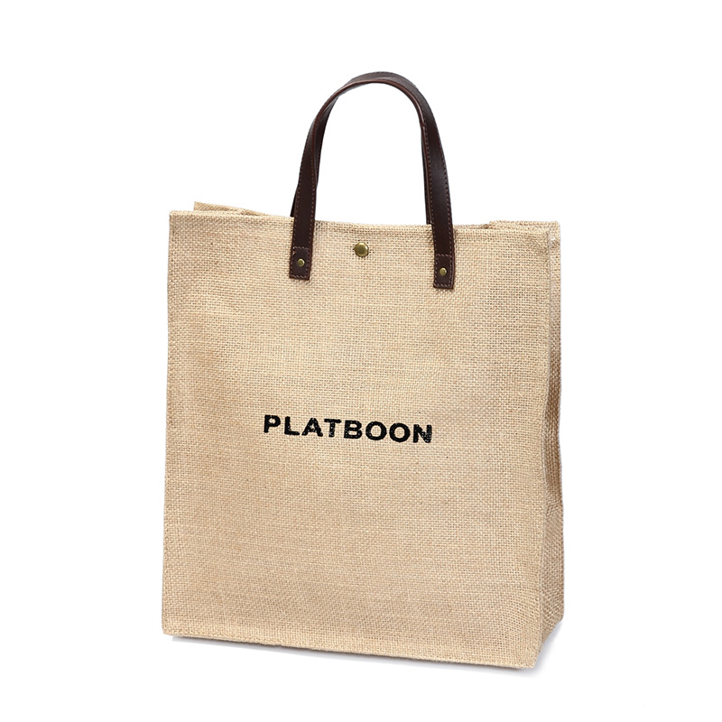 China supplier direct supply natural breathable eco friendly comfortable jute linen tote shopping bag with promotional price
