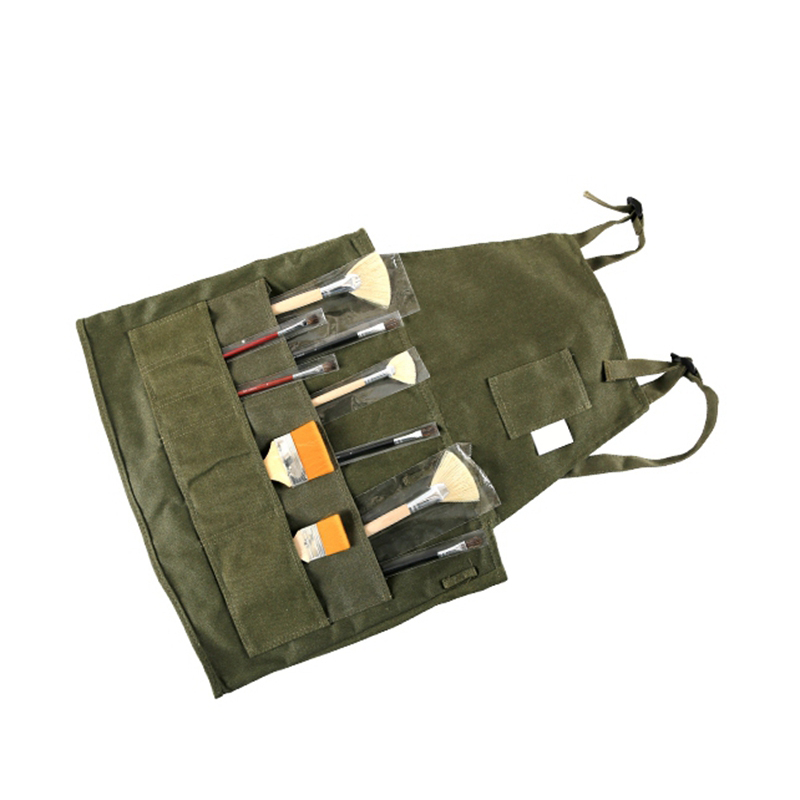 New Concept Thick Durable Cotton Canvas Cloth Acrylic Painting Gouache Watercolor Painter Apron with Many Tool Pockets