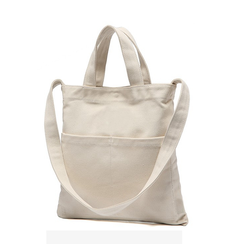 Factory logo custom cotton canvas tote shopping bag for women