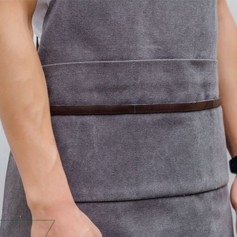 New Models Gray Brown Washed Canvas Strap Apron for Household Or Coffee Shop Florist Restaurant Hairdressing Custom Logo