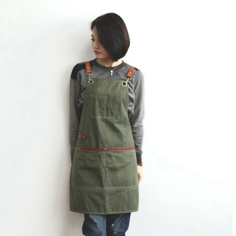 Hot-selling Army Green Thick Canvas Leather Belt Apron
