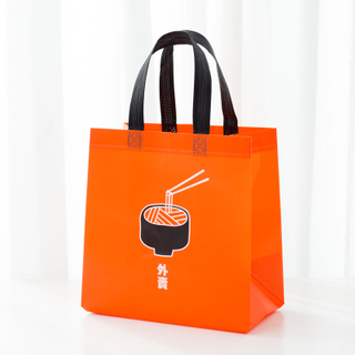 Custom creative restaurant portable takeaway packaging bag thick waterproof film non woven bag