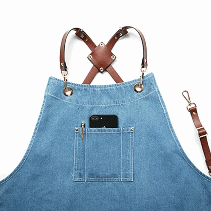 Hot Sale Popular Design Washed Denim Fabric Household Or Work Use Jeans Apron