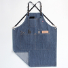Logo Custom Printing Cotton Fabric Household Kitchen Striped Denim Cooking Apron