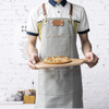 Hot-selling Fashion Grey Canvas Work Apron With Leather Belt