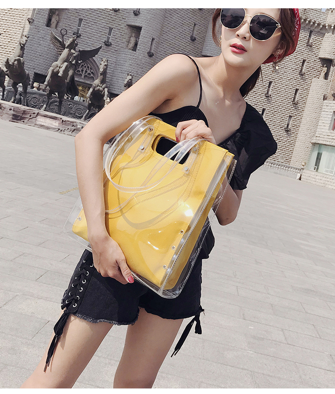  Wholesale waterproof clear Pvc tote shopping bag for traveling and gift