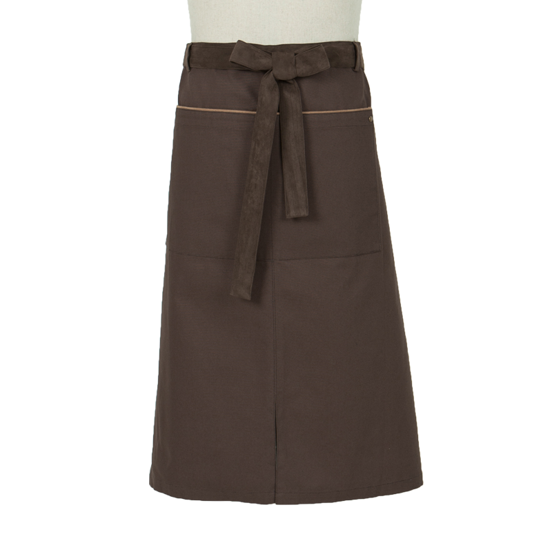 Customized quality thick apron length men and women cotton canvas coffee shop home embroidery apron