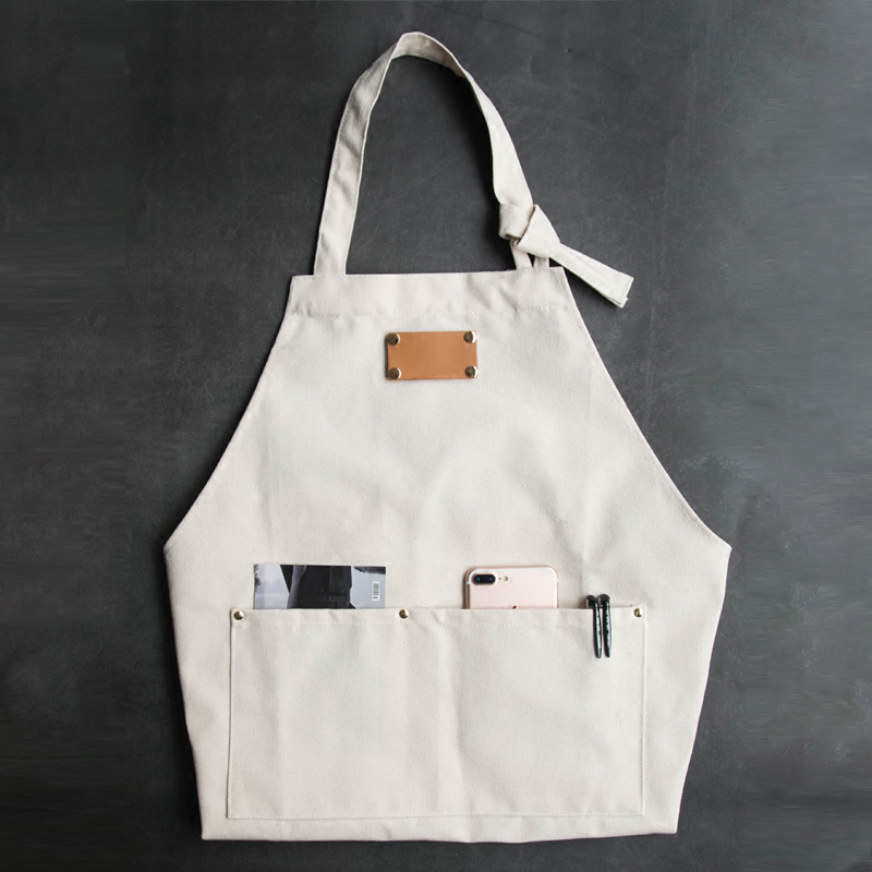 Wholesale Custom Logo White Canvas Household Apron