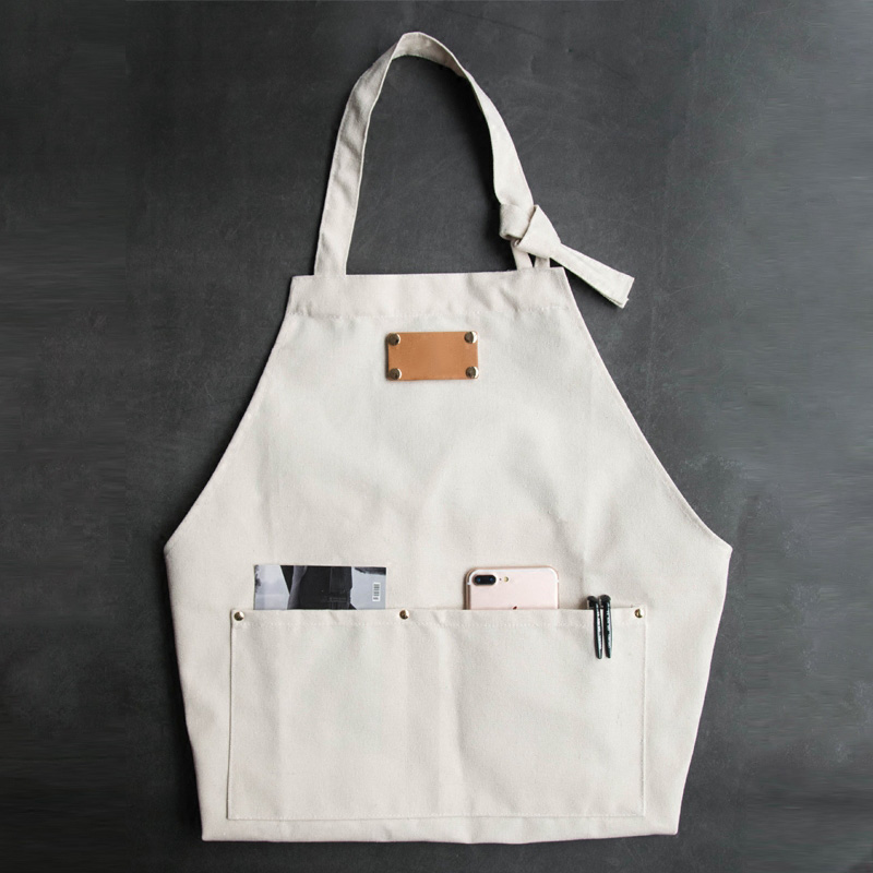 Wholesale Custom Logo White Canvas Household Apron