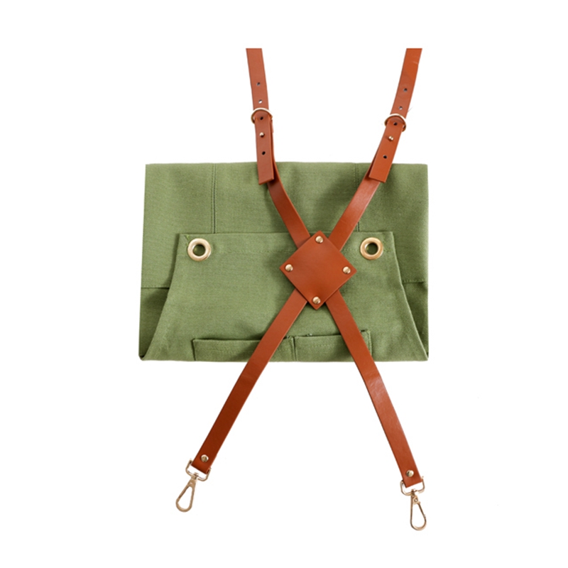 Professional Custom Leather Belt Combine Cotton Fabric Canvas Apron