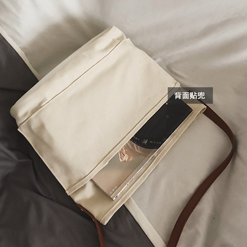 New style large capacity fashion eco friendly portable canvas messenger bag with leather strap