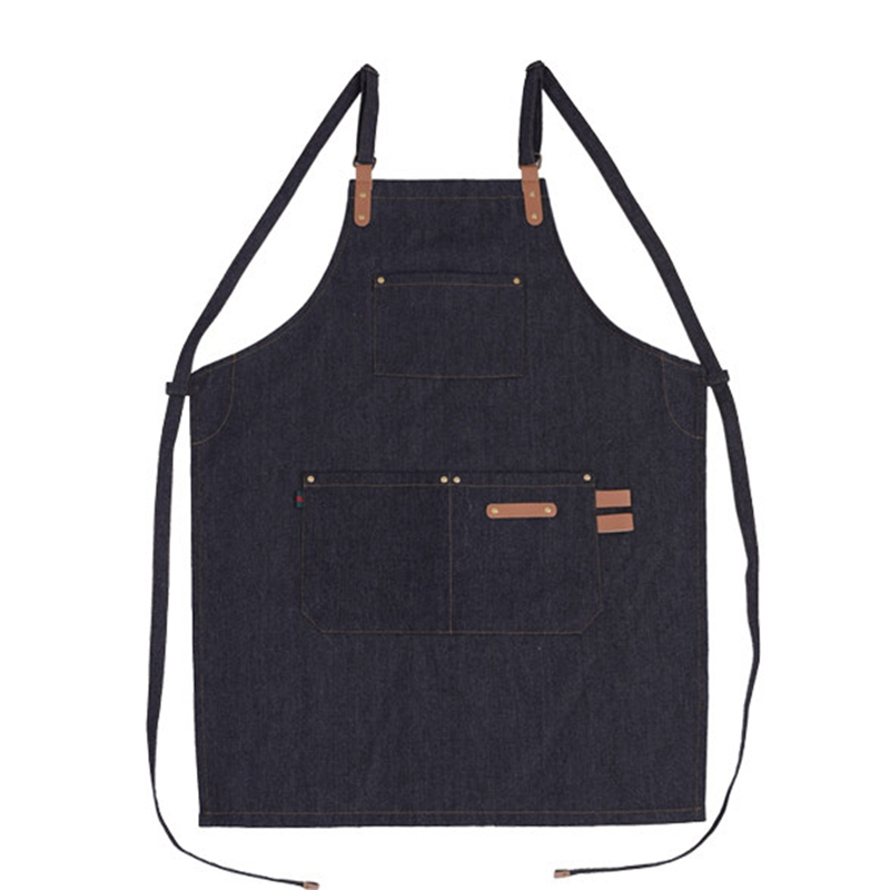 Custom Logo Colorful Fashion Wear-resistant Denim Fabric Vest Style Apron for Workshop Barista Barber Adults Use