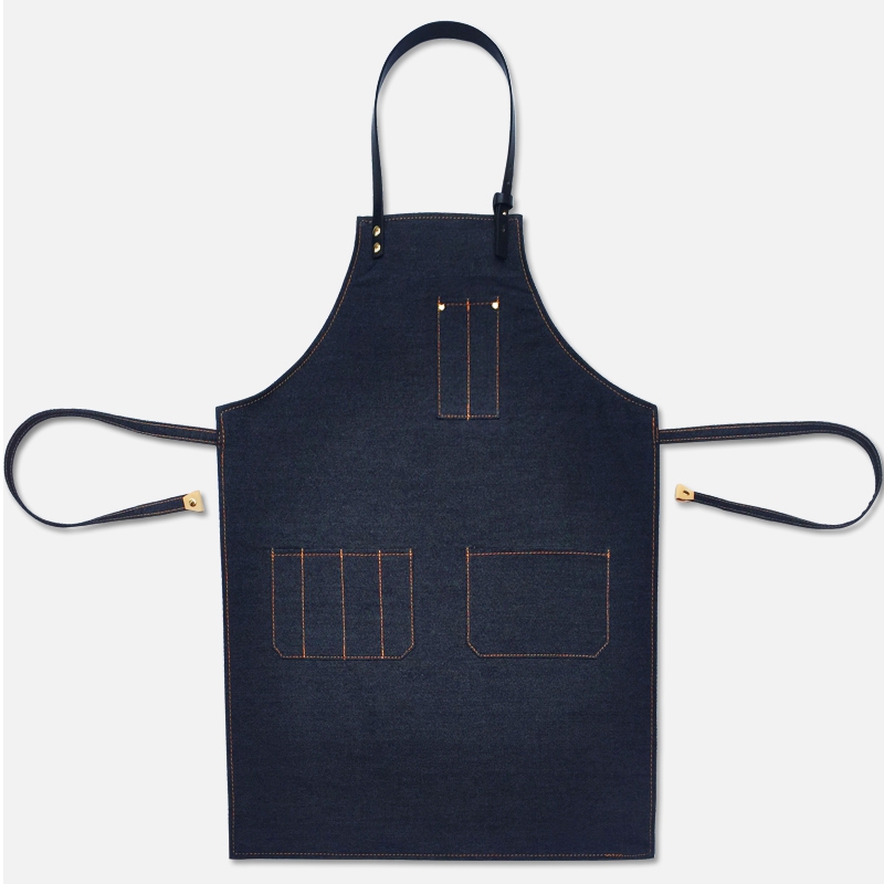 Simple Black Denim Cloth West Restaurant Work Shop Barista Hairdresser Painting Custom Tool Apron