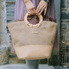 High grand brand new eco friendly breathable linen tote shopping bag with wood handle