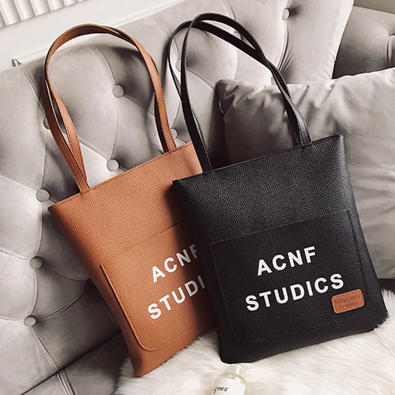 Fashion casual lightweight practical reusable women pu leather tote shoulder bag with China Supplier