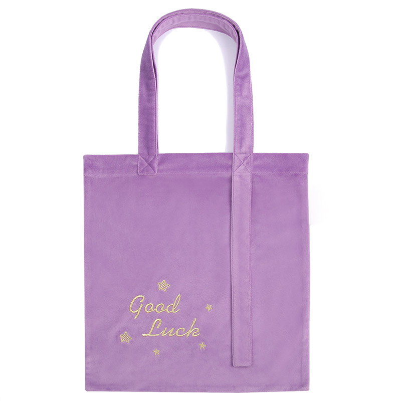 Eco friendly custom velvet embroidery large capacity tote bag portable shopping shoulder bag
