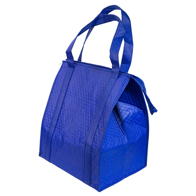 Blue non woven thick insulation layer multifunction strong durable recycled non woven cooler bag for outdoor bbq