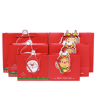  High quality custom print fashion christmas white card gift paper packaging bag with drawstring