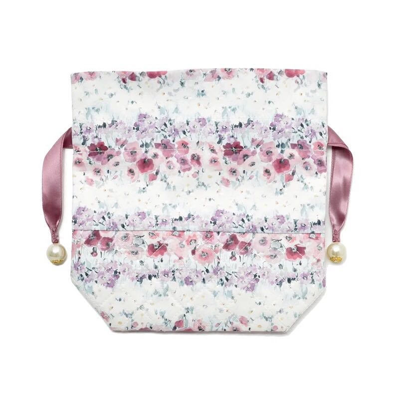 Custom logo satin jewelry bags with metal label gift drawstring bag