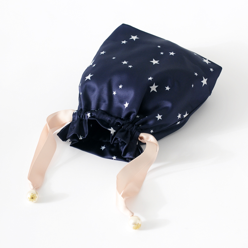 Customized logo drawstring satin bag gift pouch for jewellery and cosmetic 