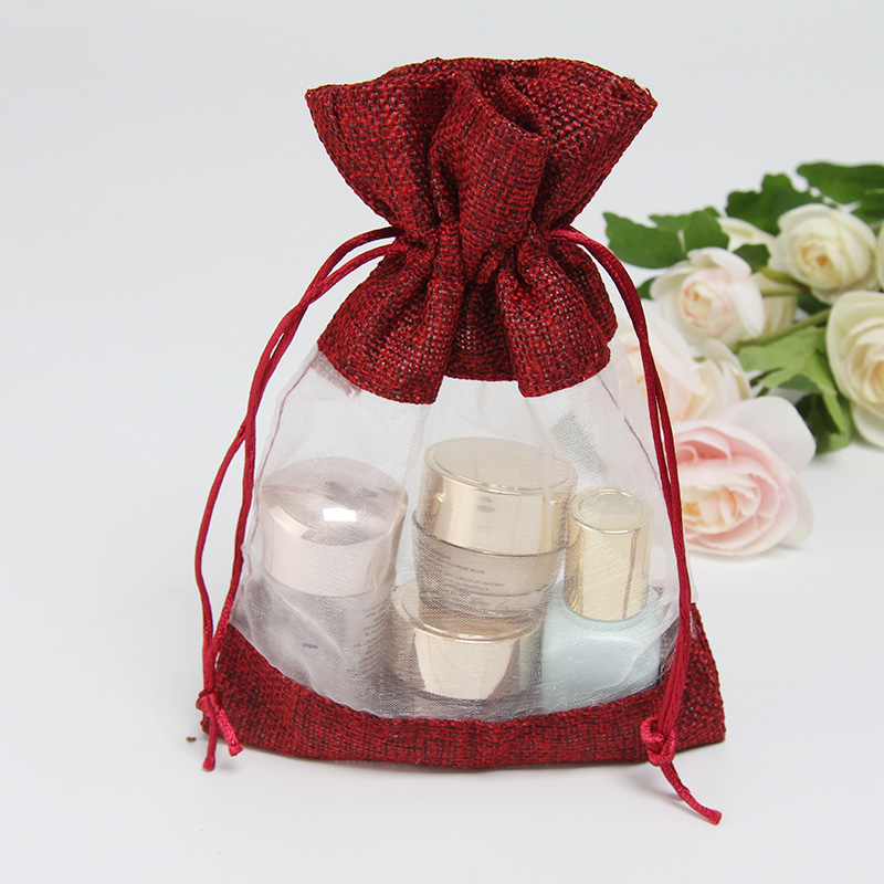 Wholesale jewelry wedding party favor gift packaging sheer drawstring custom printed organza bag