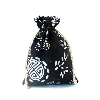 Colorful cotton linen fabric jewelry pouch with drawstring