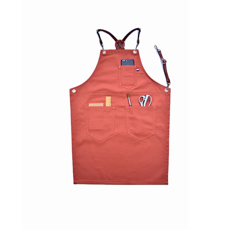 Simple Fashion Thick Cotton Canvas Household Or Work Apron with Leather Straps