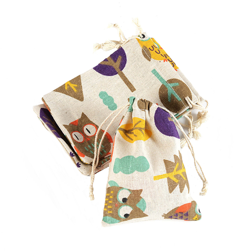 Customized size linen drawstring cotton linen gift bag for packaging