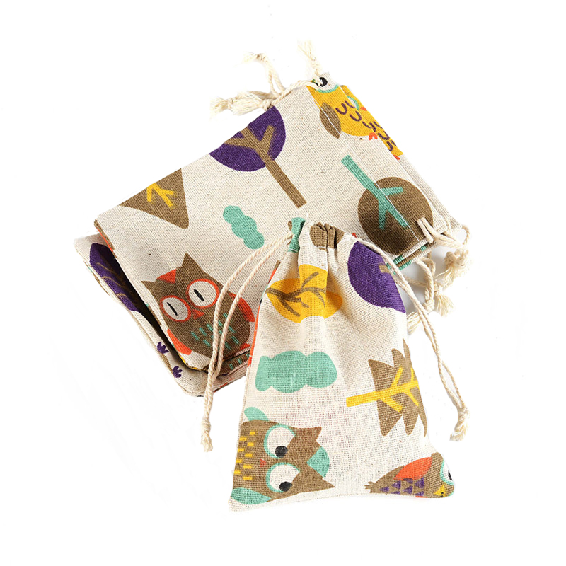 Customized size linen drawstring cotton linen gift bag for packaging