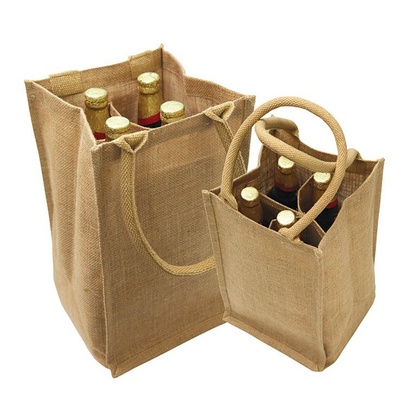 Eco friendly strong load bearing jute wine bag 