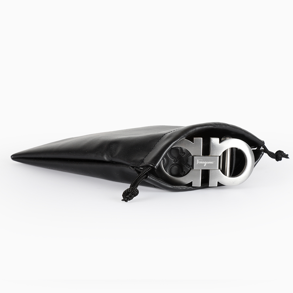 Luxury black leather pouch with custom logo 