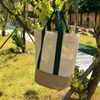 Simple natural jute splice design fashion portable durable tote shopping bag with factory custom