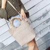 Eco friendly breathable natural color customized fashion popular lightweight practical jute shopping shoulder bag for women