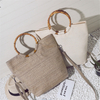 Eco friendly breathable natural color customized fashion popular lightweight practical jute shopping shoulder bag for women