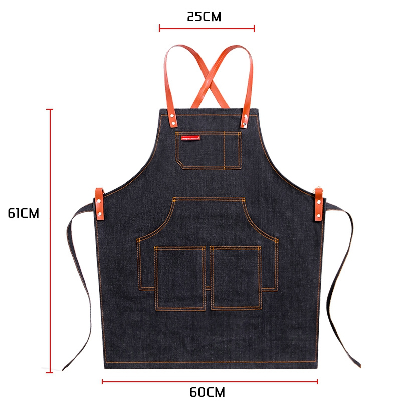 Promotion professional portable and durable work denim apron with customized logo