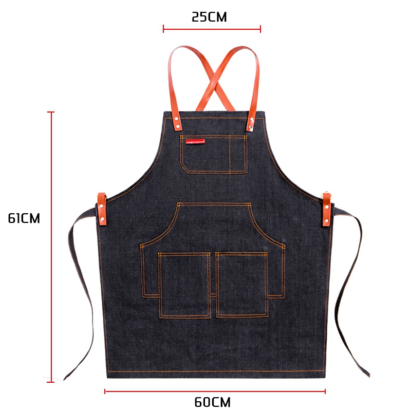 Promotion professional portable and durable work denim apron with customized logo