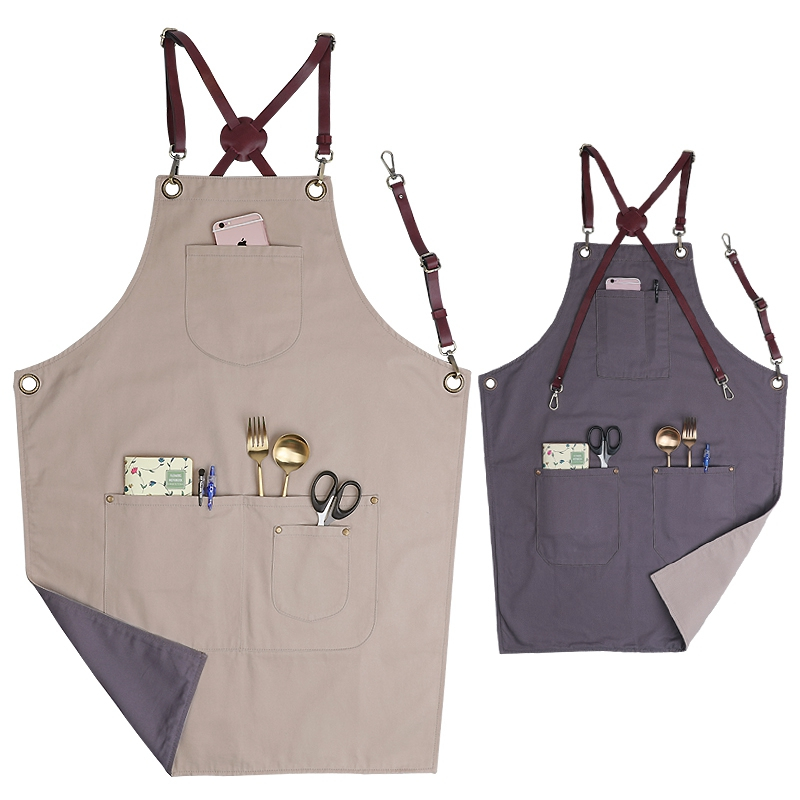 New design double color dustproof eco-friendly work canvas apron for waiters