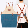 Korean fashion barista restaurant men and women overalls painting custom logo canvas cowboy apron