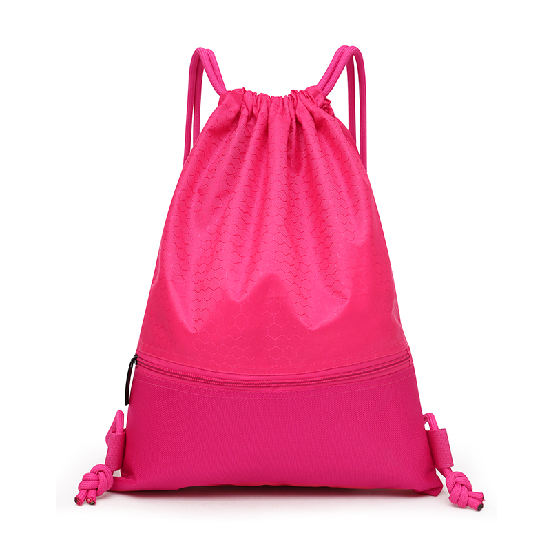 Fashion waterproof nylon beam pocket drawstring bag fitness sports light travel bag