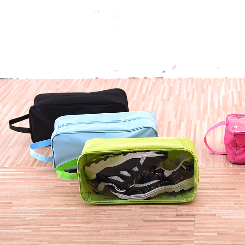 Household oxford cloth transparent shoe storage bag dust proof portable shoe storage travel bag with logo custom