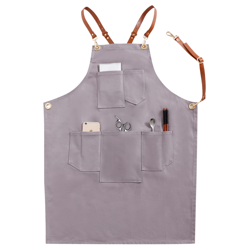 New design comfortable dustproof cotton canvas apron for kitchen cooking