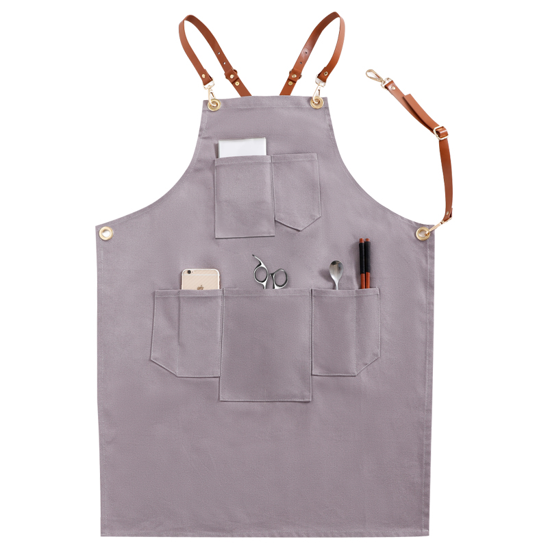 New design comfortable dustproof cotton canvas apron for kitchen cooking