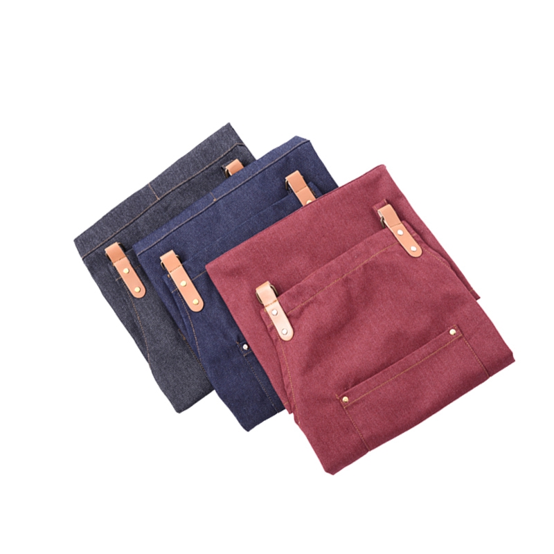 Custom Logo Colorful Fashion Wear-resistant Denim Fabric Vest Style Apron for Workshop Barista Barber Adults Use