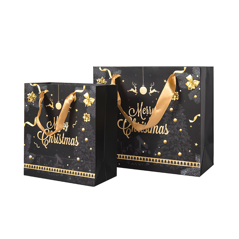  Recycled christmas custom printed shopping kraft paper bag 