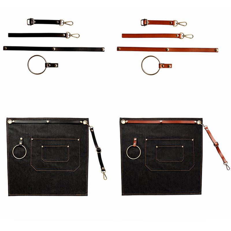 Korean Female Fashion Barber Coffee Shop Restaurant Kitchen Denim Adult Half-length Waist Short Apron