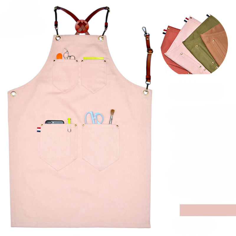 Stylish Pink Popular Color Design Cotton Cloth Shop Beautiful Work Apron