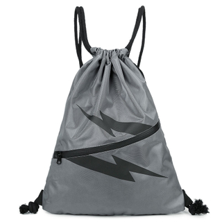 Waterproof outdoor travel lightning logo backpack sports fitness drawstring bag unisex
