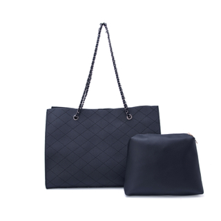 2018 new rhombic high quality chain mother bag black pu tote bag