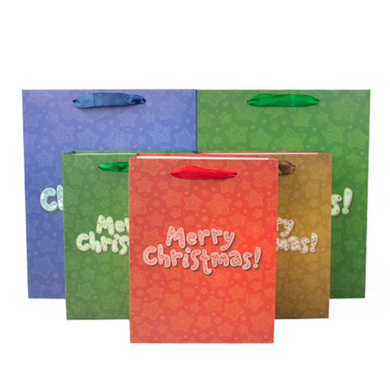 Wholesale custom shopping bag cheap merry christmas paper gift bag
